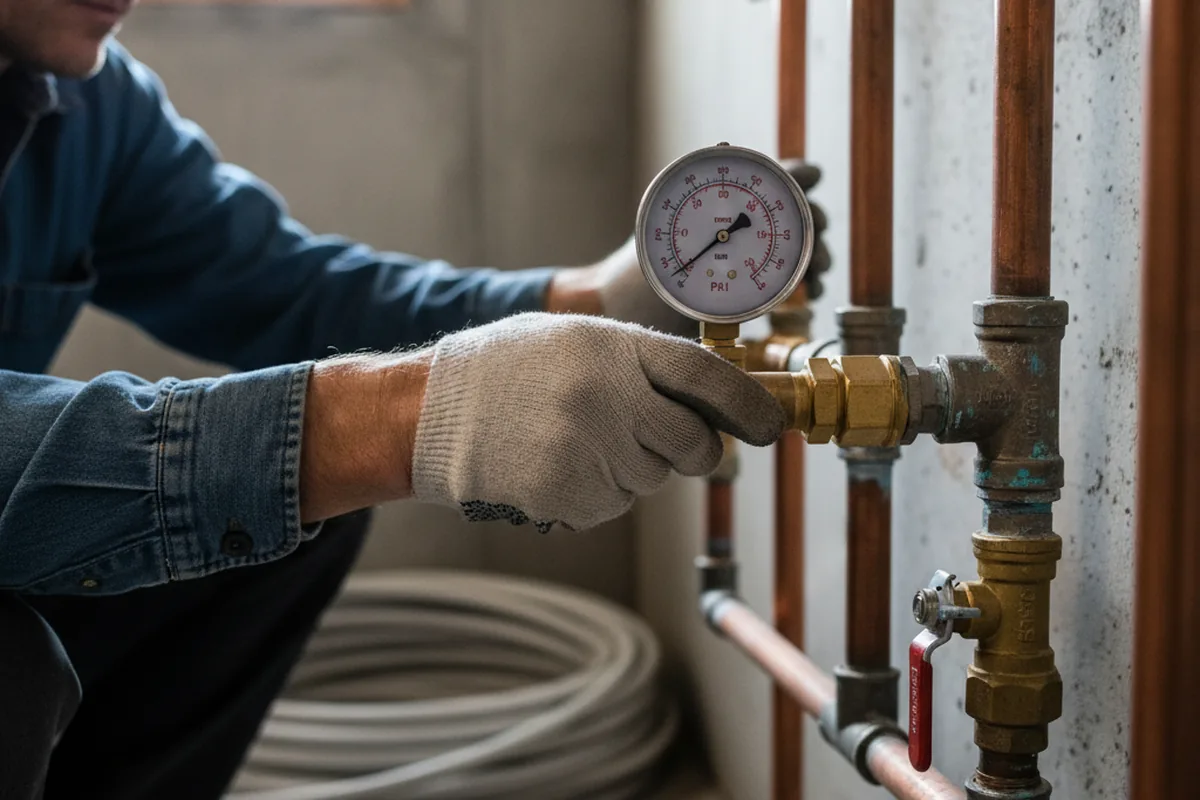 Pressure testing a repaired line during Water Line Repair in Homeworth